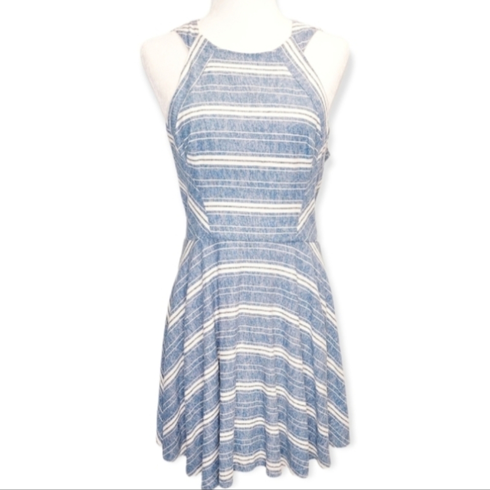 Altar'd State Blue and White Striped Mini Dress